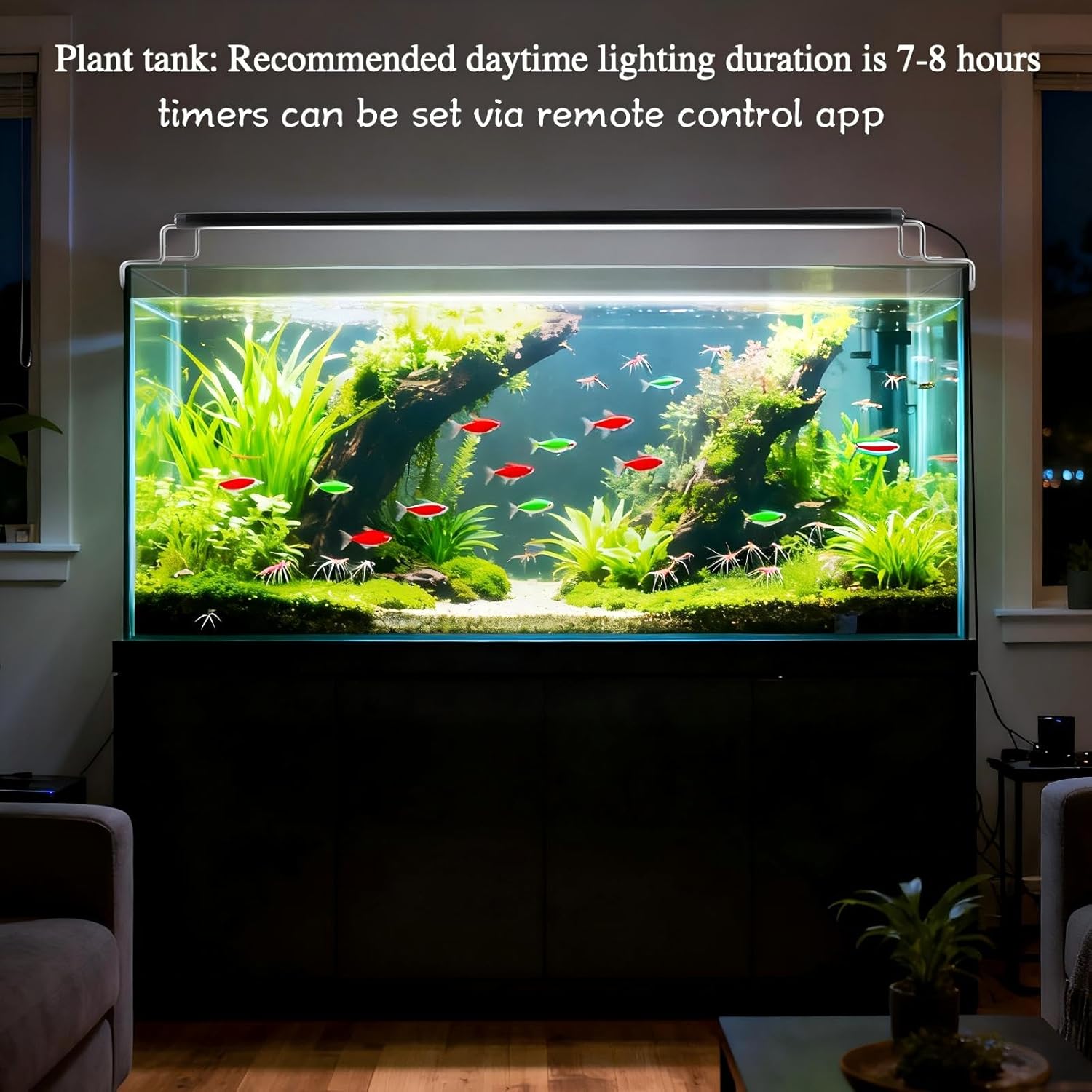 Full  Aquarium Light: Fish  Light with APP & Remote Timer Control for Aquatic Pet  Lover - Extendable Fish  Lights for 11-17 Inch Freshwater Saltwater Aquarium