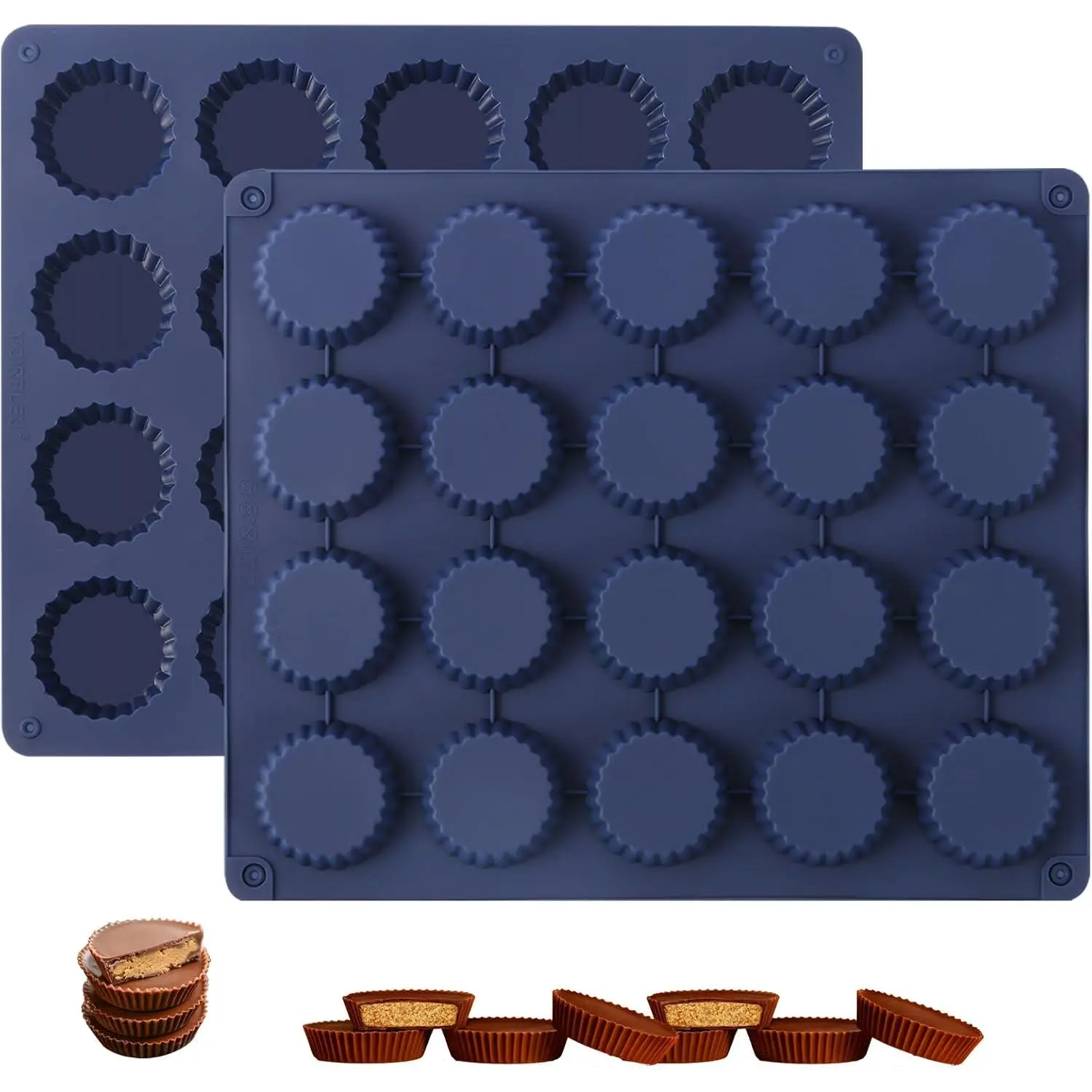 Peanut Butter Cup Molds, -Size  Molds,  Mold for Keto  Bomb, Jelly, Ice and Cordial, 2 count (Blue, -Size)