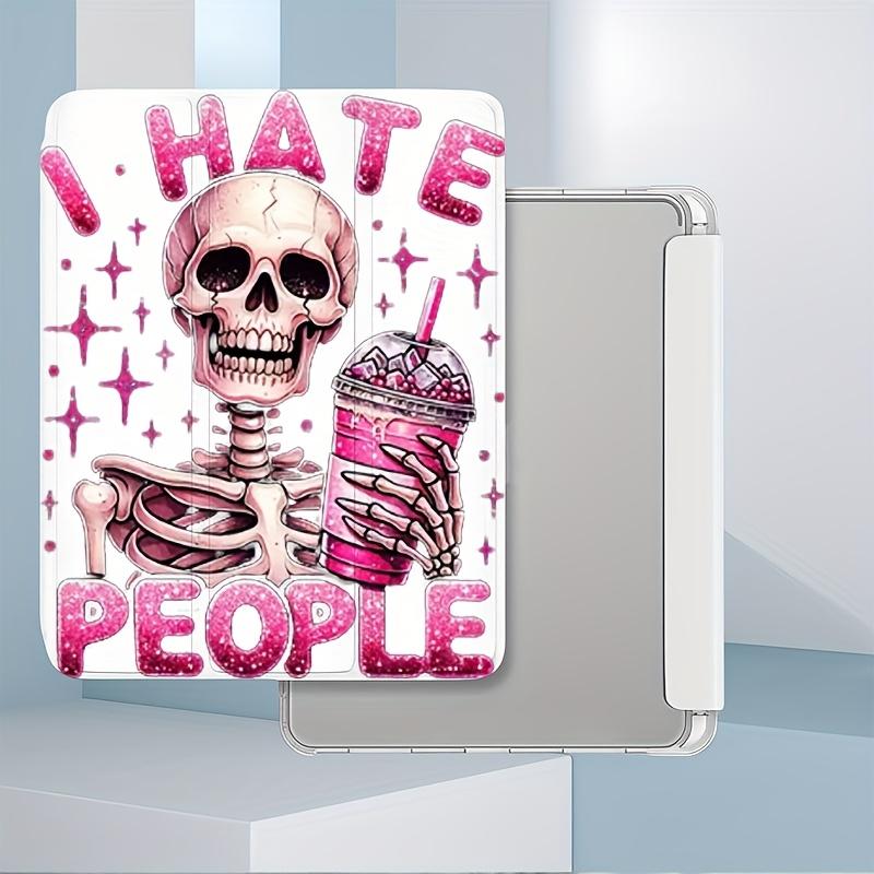 This pink glittery skull case features an "I hate humans" design, an adjustable stand and pen slot, and a foldable, non-slip TPU design. It's suitable for Samsung, iPad mini, iPad Air, iPad Pro/iPad 10th and 11th generation iPads.