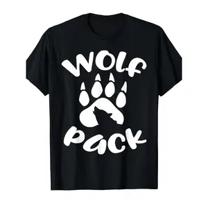 Wolf Pack Family Matching T-Shirts Wolf Paw Print Graphic Tee Howling Wolf Shirt Retro Animal Pack Shirt Unisex Cotton Crew Neck Short Sleeve Ships From USA