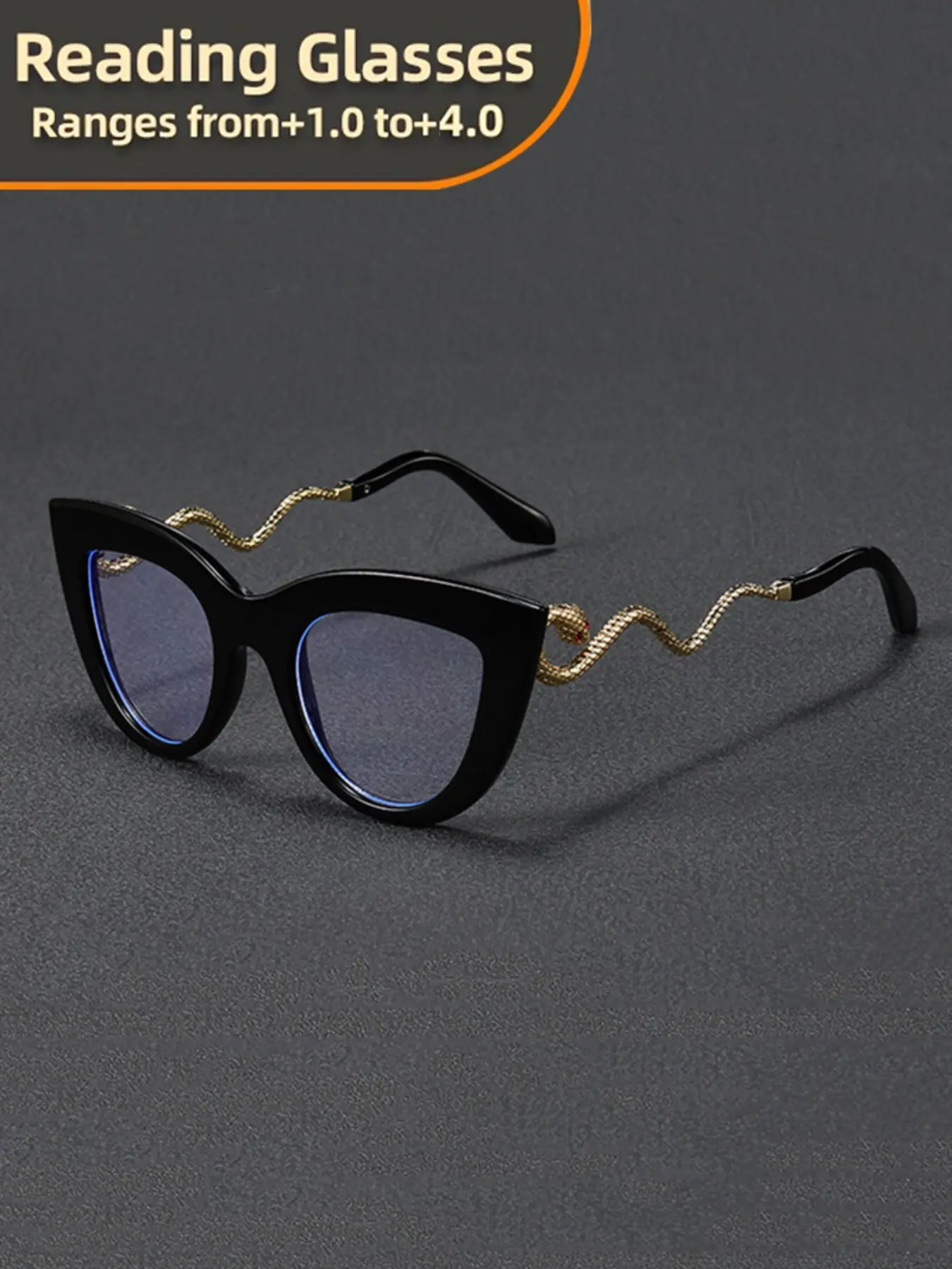 Elegant Cat-Eye Reading Glasses +1.0 to +4.0 Magnification - Full-Rim Round/Hexagonal Frame with Flower, Adjustable Magnifier Eyewear for Seniors & Presbyopia Magnifying Glasses for Reading