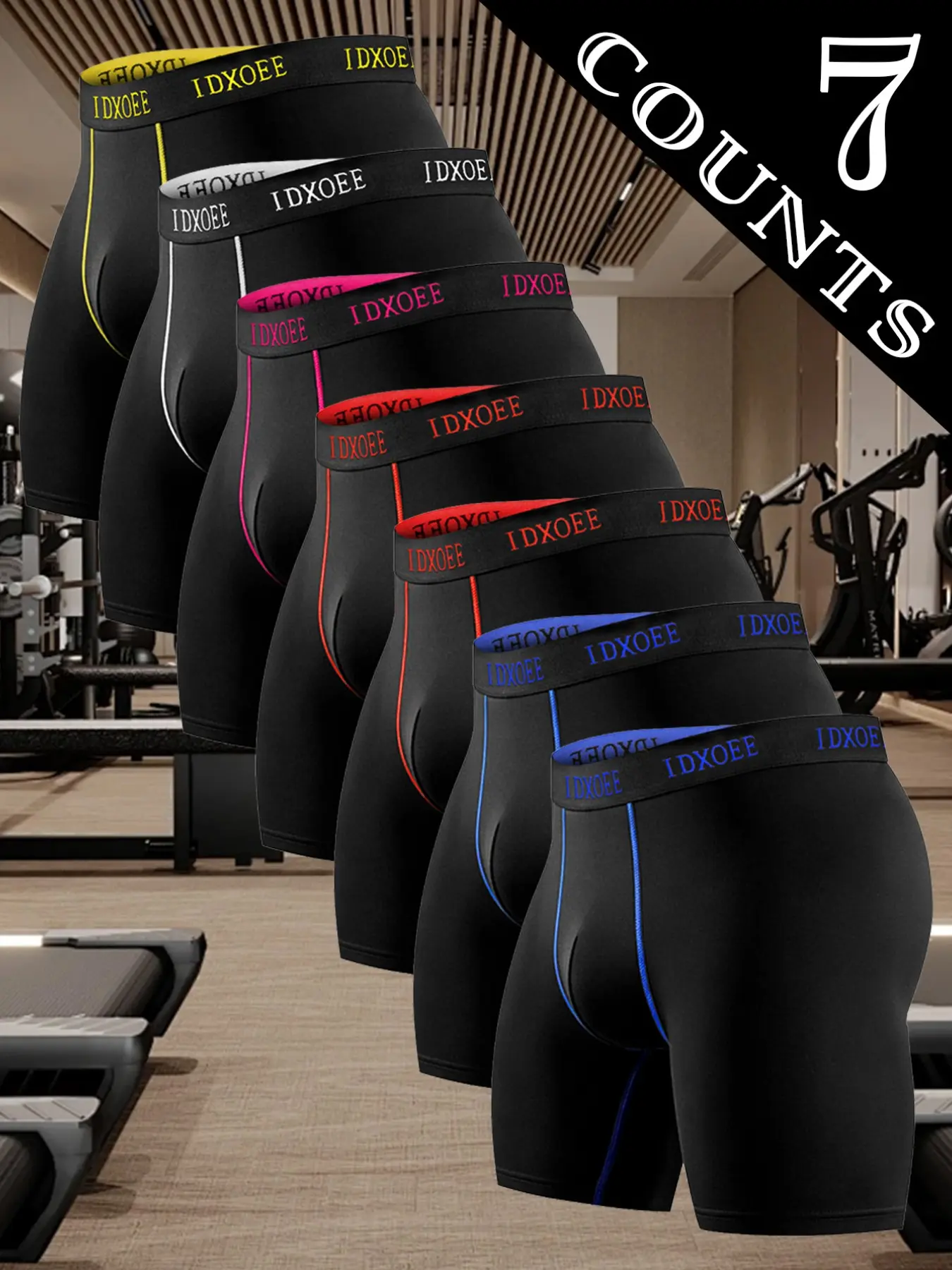 7 pcs men's comfortable slim fit shaping underwear - breathable, quick drying, elastic waistband, suitable long boxer underwear for exercise, and casual wear - soft, lightweight, Suitable for wearing in all seasons, Men's flat cornered underwear.