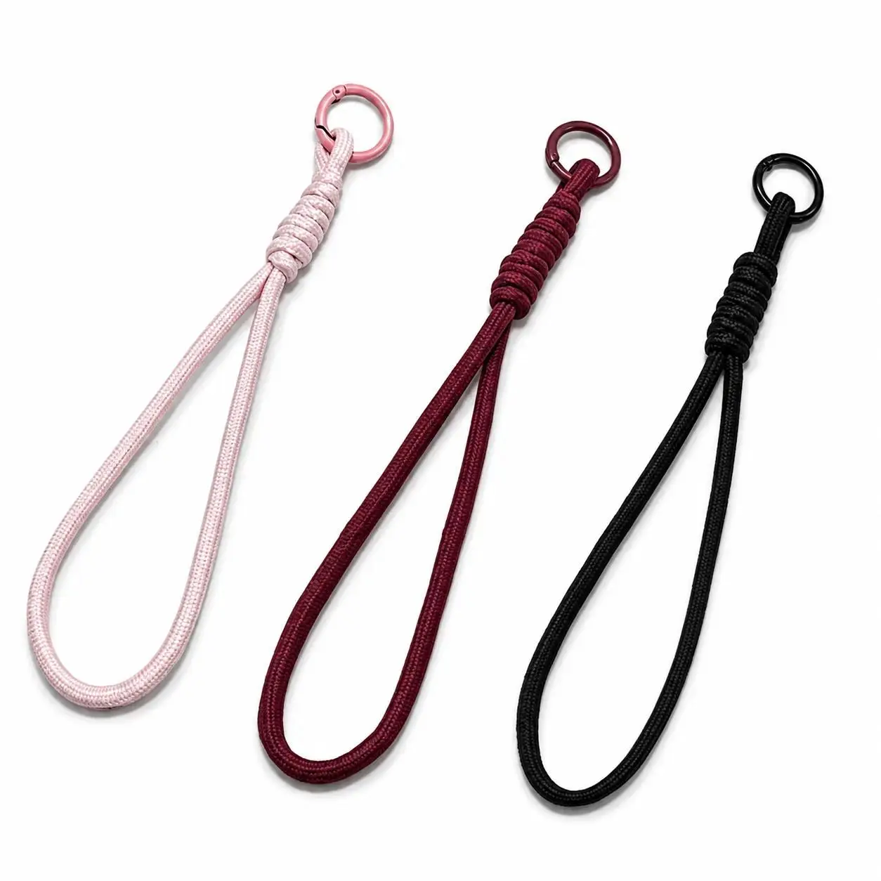 Durable Solid Color Hand-Woven Thick Paracord Mobile Wrist Lanyard Strap Keychain, Phone Accessory for Phone Cases, Keys