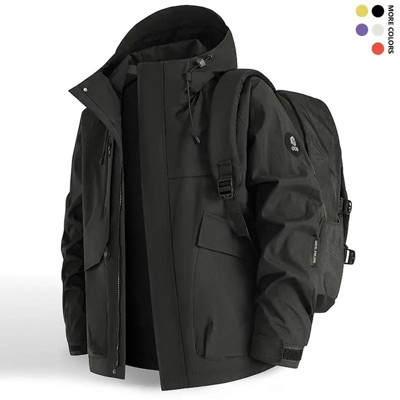 Men's Loose Outdoor Cycling Casual Stylish Jacket Windbreaker Sports Mountaineering Coat, New Outdoor Hooded Couples' Mountain Climbing Jacket, Spring & Autumn Windproof Waterproof Breathable Stylish Plain Jacket