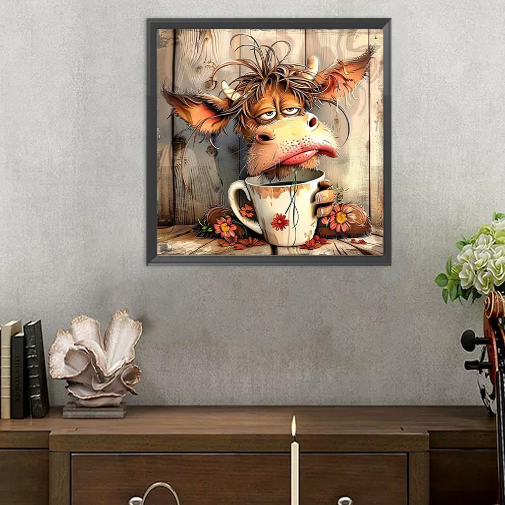 Paint By Numbers Kit On Canvas DIY Oil Art Cow Picture Home Wall Decor 30x30cm (D)