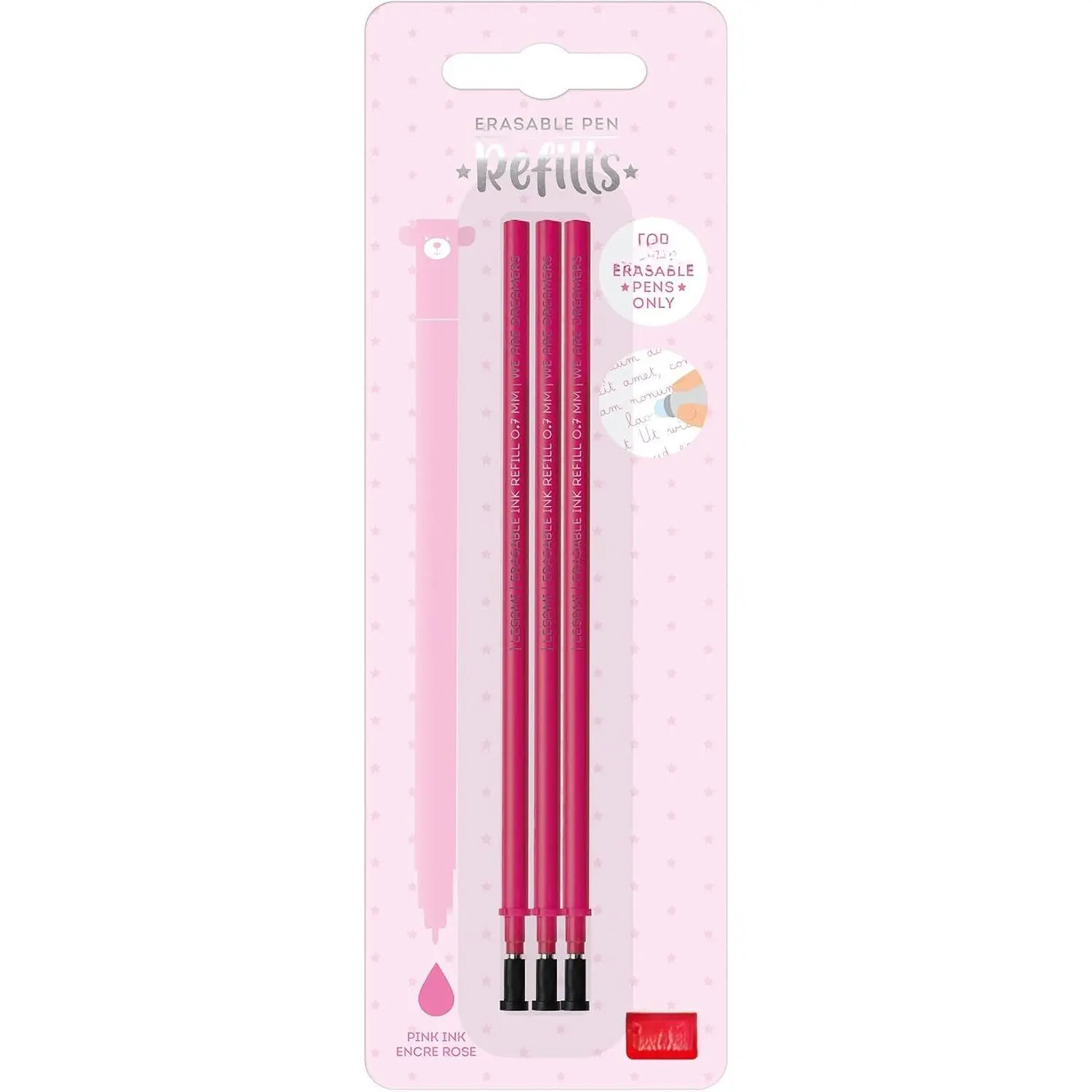 Refill for Erasable Gel Pen, Set of 3 Refills, 13 cm Height,  Thermosensitive Ink, 0.7 mm Tip