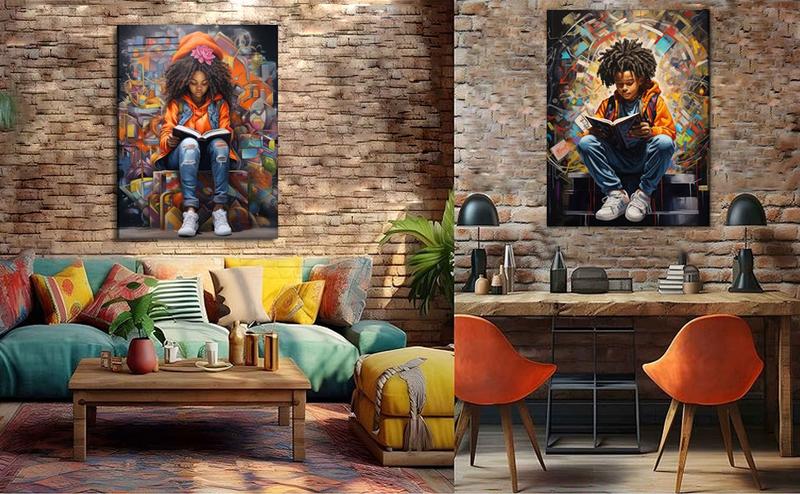 Black Boy Reading Canvas Wall Art Black Boy Books Inspiring Wall Decor Pictures African American Poster Print Painting for Teenager Living Room Bedroom Study Reading Room Home Decoration Artwork Gift
