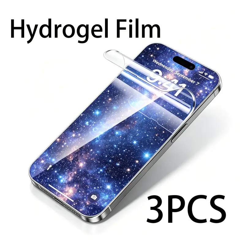3PCS hydrogel film is suitable for iPhone X/XS/XR/11/12/13/14/15/16/17 Air/Pro Max/Plus, a high-definition hydrogel soft film that protects the phone screen