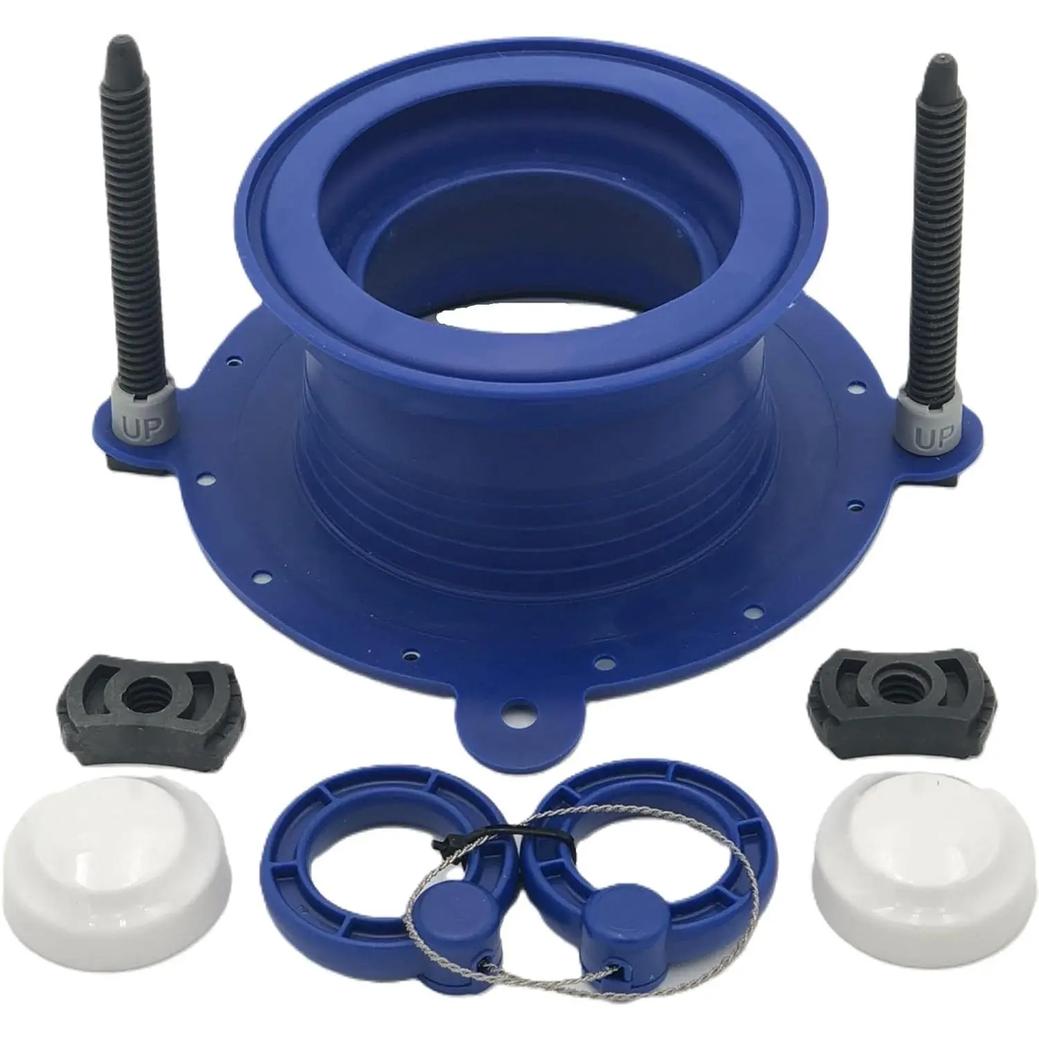 Toilet Flange Repair Kit – Complete Toilet Wax Ring Replacement Kit – Durable Waxless Toilet Ring – Includes Toilet Flange Bolts, Toilet Bowl Caps, and Toilet Flange Extension Kit (1 Pack)