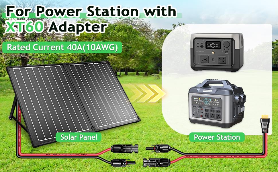 Panel Connector to XT60 Connector Cable 20FT, 10AWG to XT60 Charge Extension Cable (Plug Female) Cables for RV Folding, Station, Generator