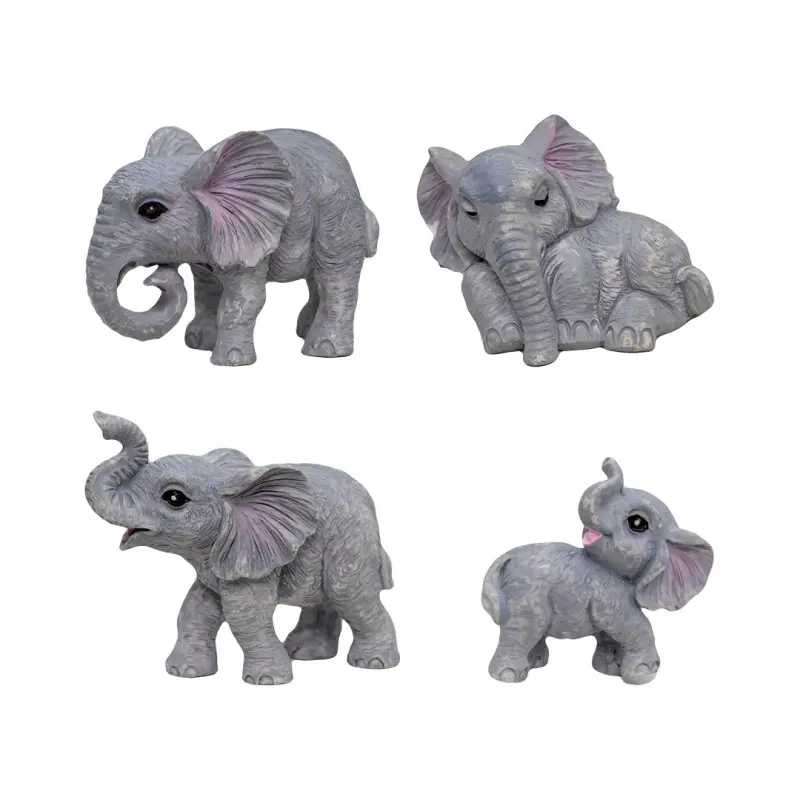 Resin Cartoon Elephant Moss Micro-Landscape, DIY Family Set Home Decor Accessories, Desktop Ornament Moving Sand Art Ocean Decor