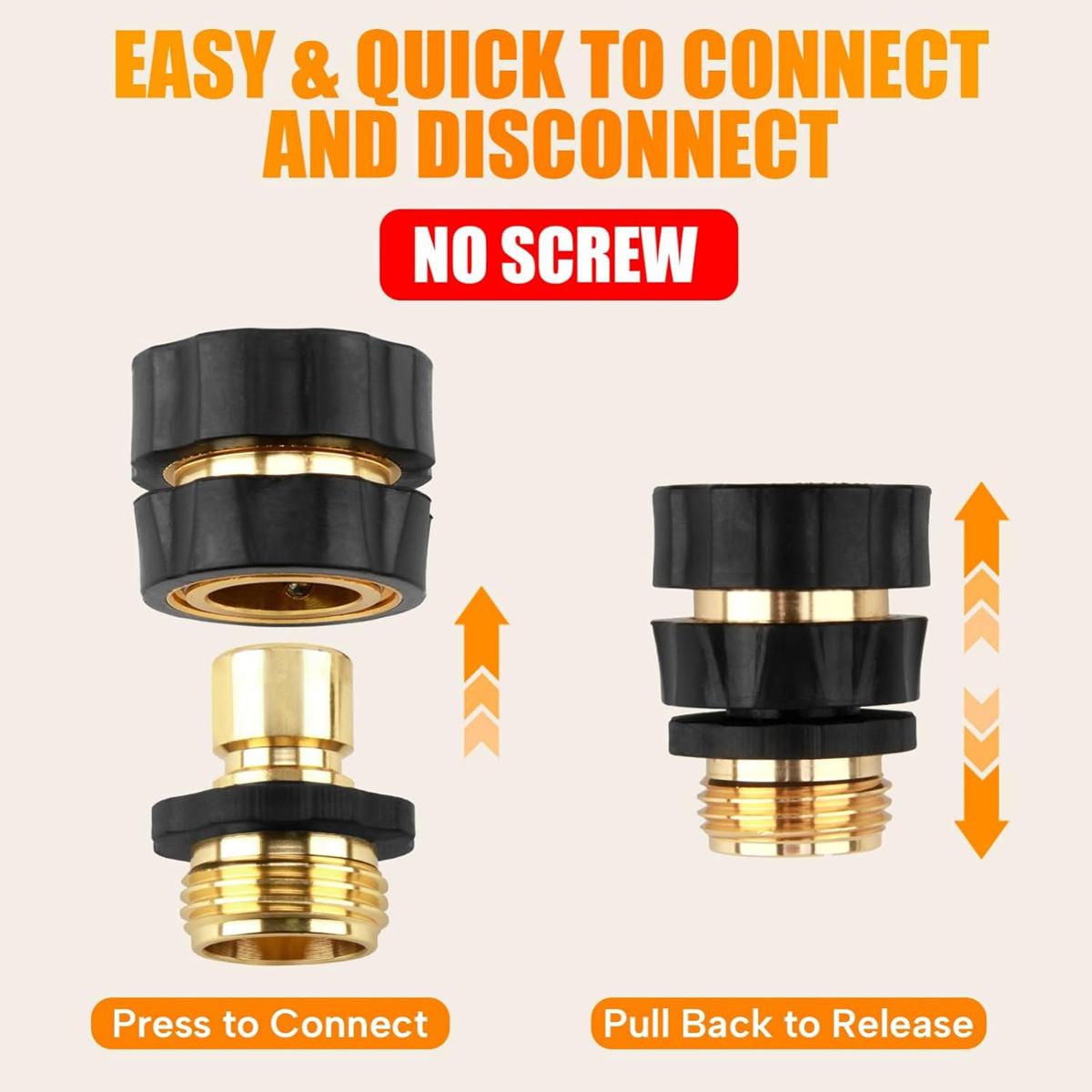 Garden Hose Quick Connector, 3/4 Inch Male and Female Garden Hose Fitting Quick Connector Rubber Washers Leak Proof Durable Aluminum, 6 Set SummerVibes