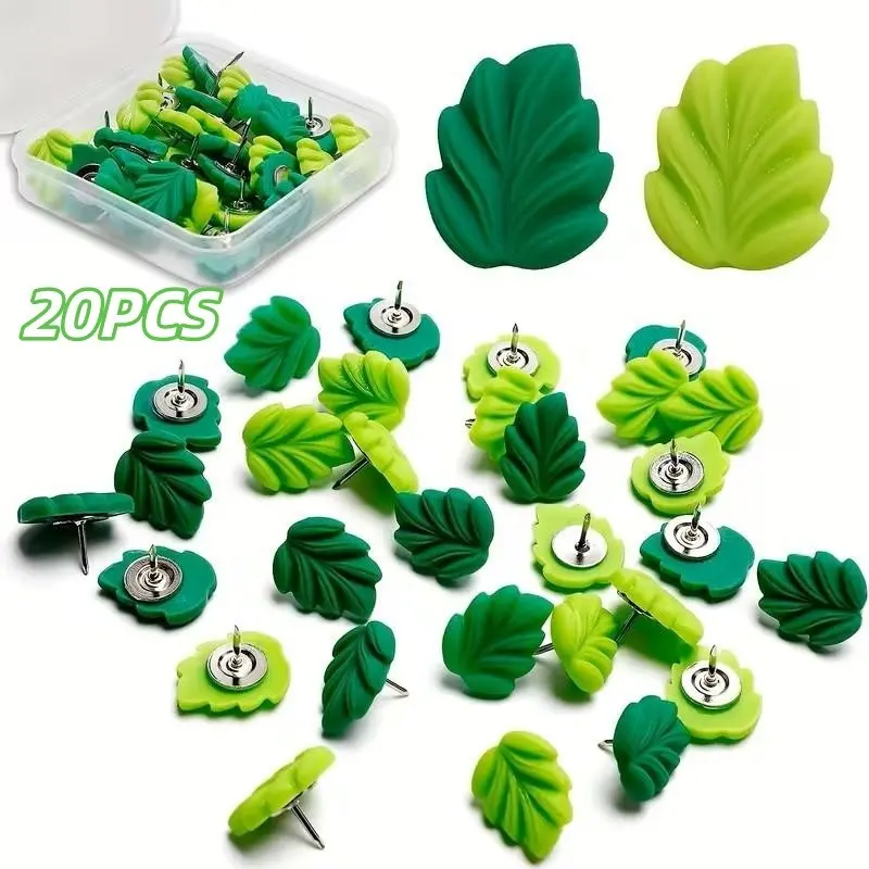 20pcs Decorative Push Pins, Leaf Flat Push Pins, Ideal for Bulletin Boards, Photo Walls, Maps, Office and School Supplies