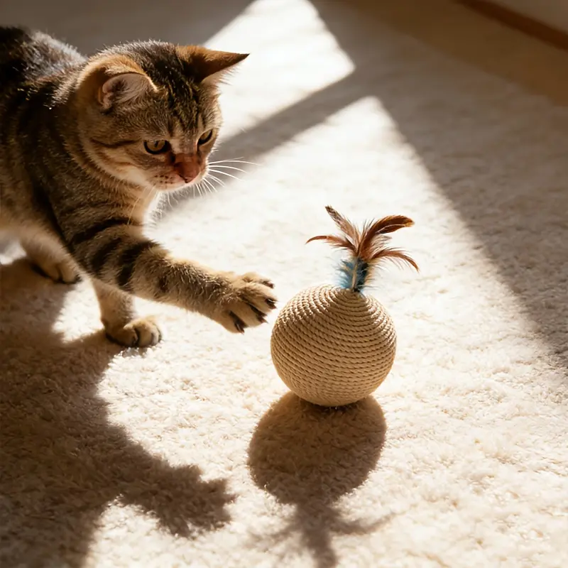 Sturdy Artificial Feather Paper Rope Squeaky Cat Toy Multi-color Design Stress Relief Exercise Accessory For Cats Self Play Chase Bite Scratch