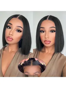 Straight Bob Human Hair Wig 4x4 HD Lace Closure Glueless Wear Go Wig Pre Plucked Baby Hair For Women