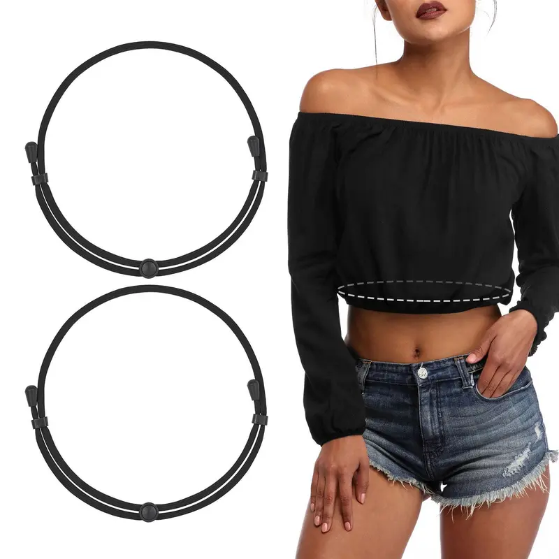 JASGOOD 2Pack Tuck Band Tool for Women Elastic Stretch Belts Tucking Shirts Sweater Cropping Belt Adjustable Crop Band for Top