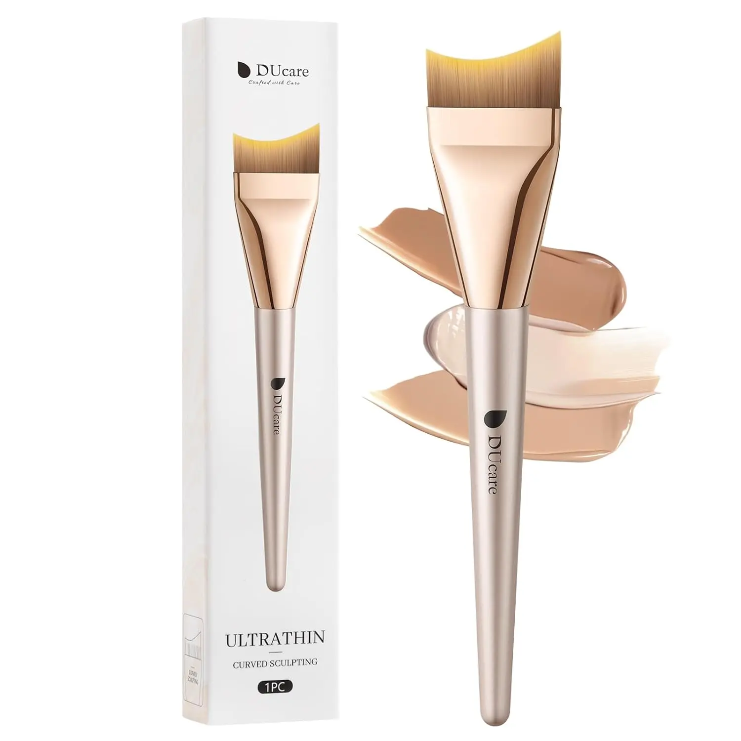 Flat Foundation Brush,Korean Makeup Brush Liquid Fish Tail Thin Makeup Face Brush for Blending, Cream,Foundation Brushes Makeup Tool for Seamless Application