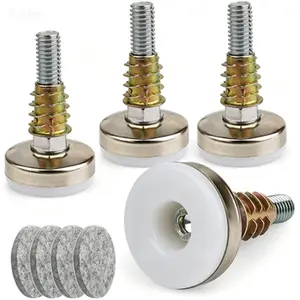 Adjustable Furniture Levelers Heavy Duty Support 1320LBs, Leveling Feet for Tables Chairs Cabinets Sofa Raiser, Large Base T-Nut Kit 3/8"-16 Thread, with 4 Felt Pads, 4 Pack