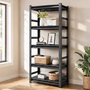 ARCH 5-Tier Heavy Duty Steel Shelf Unit, Adjustable Metal Storage Rack, 2000 lbs Capacity, 72" H x 35.4" W x 15.7" D, Black Powder-Coated Finish, Open Back Design, Easy Assembly, for Garage, Kitchen, Office