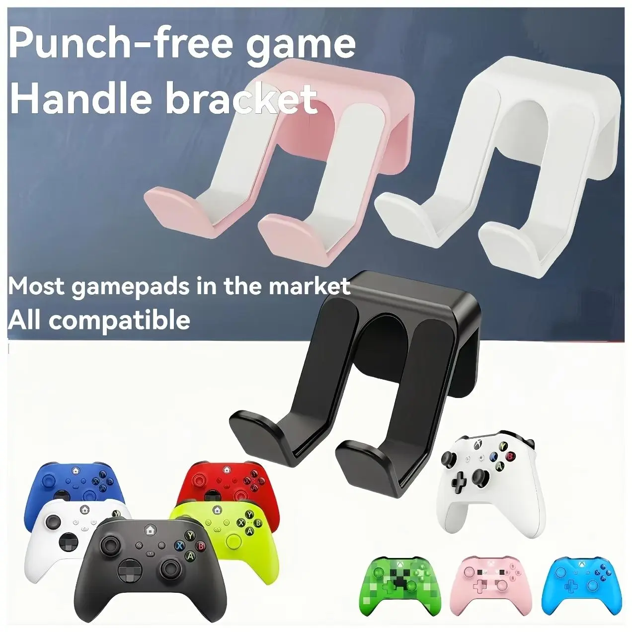 Universal headphone stand with sticky plastic wall-mounted hook, under-desk headphone rack, suitable for gaming headphone stand, practical hook.