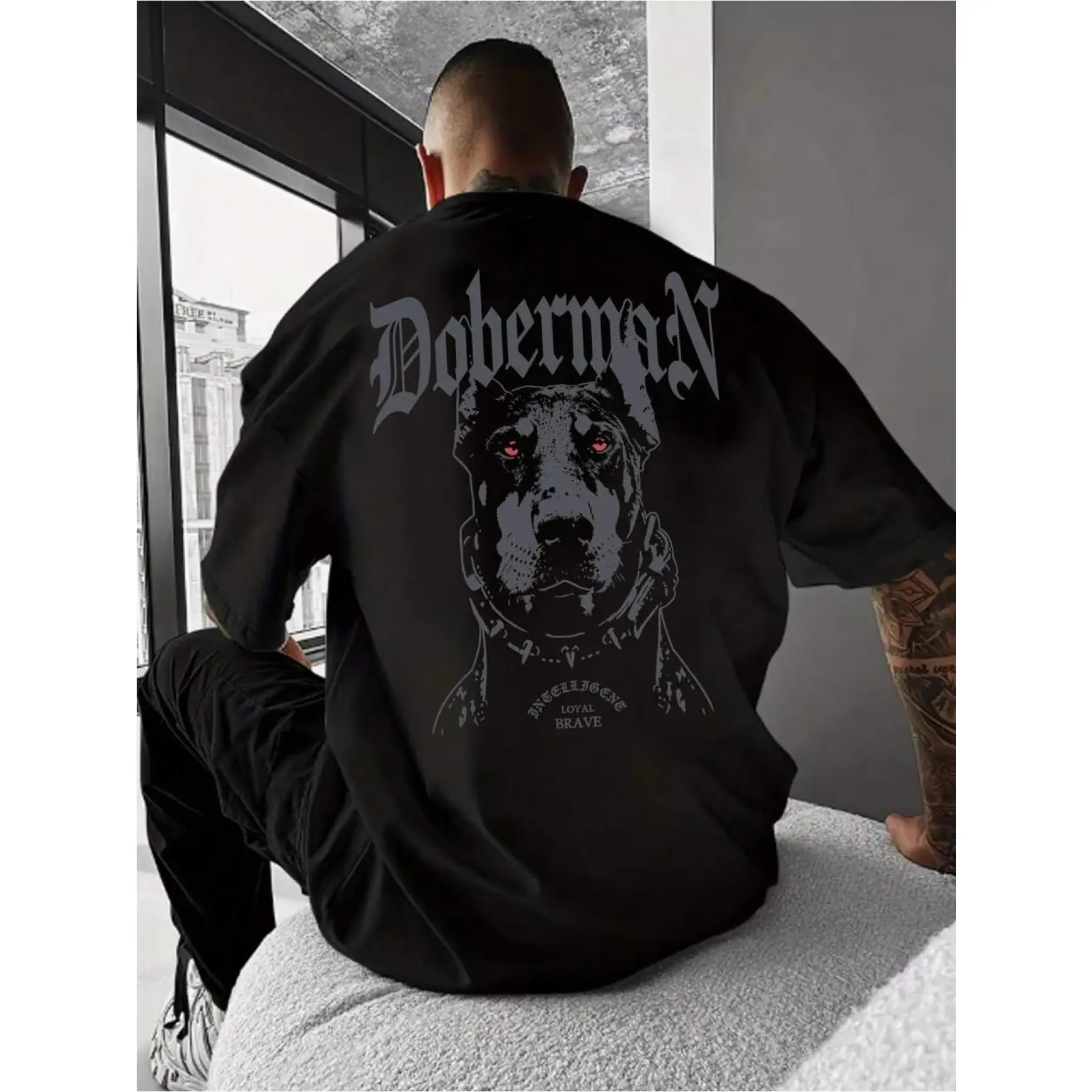 Doberman Dog Graphic Cotton T-Shirt, Fashion Oversized Comfort Outfit, Pet Lover Printed Tee, SummerVibes,Perfect Valentine Gift For Him, Ideal Holiday Present For Family & Friends