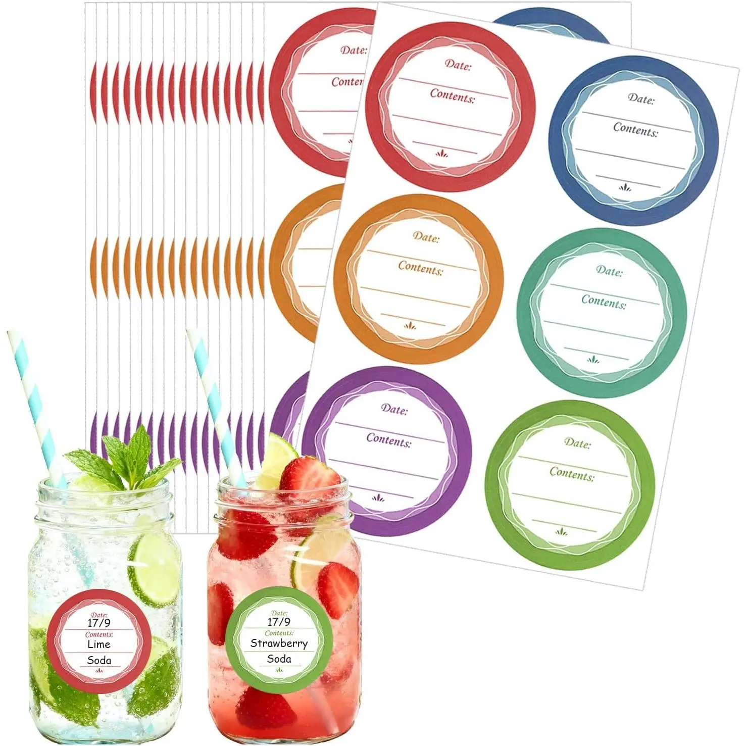 142 count Canning Label Stickers Set with Chalk Markers for Mason Jars
