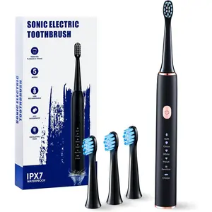 Electric Toothbrush for Adults – High-Frequency Wide-Amplitude Sonic Toothbrush for Whitening, 3 Brush Heads, Travel Electric Toothbrush with 90-Day Runtime, 5 Modes, IPX7 Waterproof