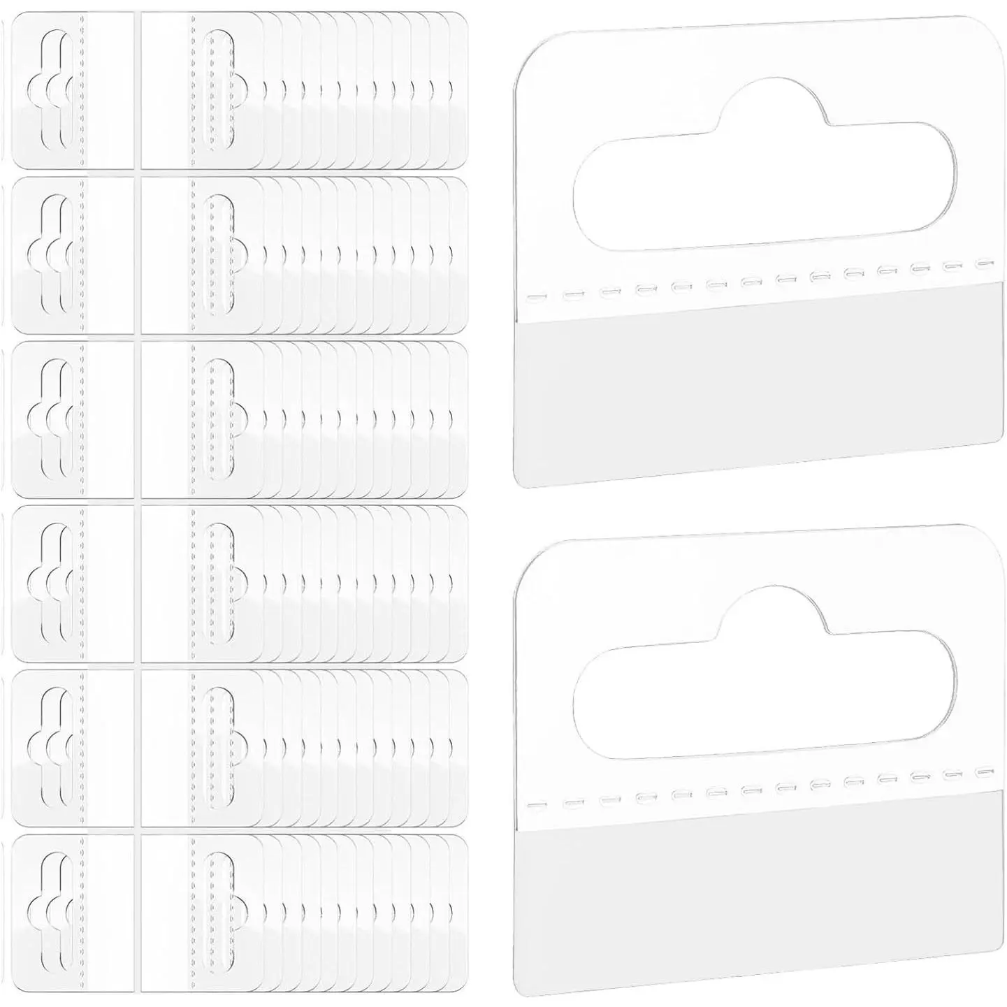 200 Pack Clear Self-Adhesive Plastic Hang Tags with Slot Hole, Heavy Duty Hanging Tabs for Retail Store Display