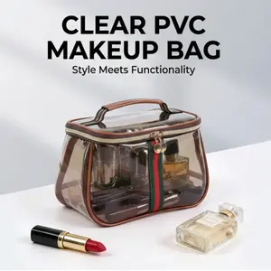 Waterproof Semi-Transparent Storage Bag, Transparent Vanity Bag, Clear Cosmetic Bag, Makeup Pouch, Travel Cosmetic Bags, Wide Handle Design, Non-Slip, Travel Essentials, Suitable for Toiletries, Cosmetics, Makeup Organizer Pouch--wb