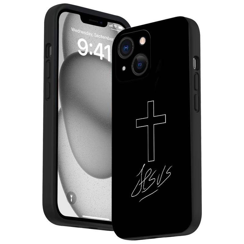 Minimalist Cross Pattern Straight Edge Phone Case for iPhone 17 16 15 14 Pro Max 13 12 11 XR XS Air Plus Shockproof Full Camera Protection Durable slim Silicone Cover