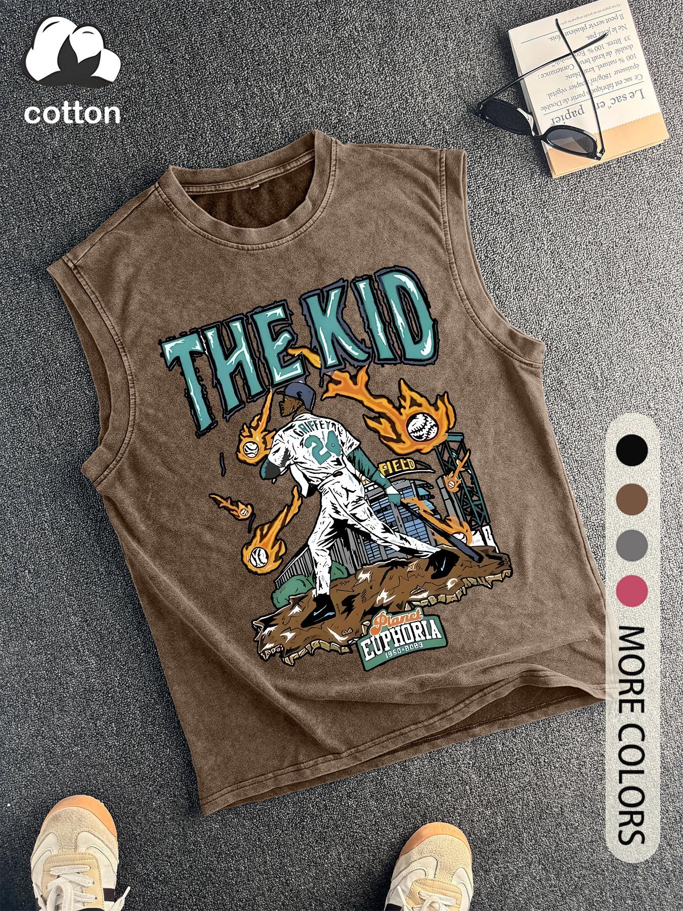 Men's Vintage Graphic Round Neck Tank Top, Regular Fit Casual Sleeveless Crew Neck Top for Summer, Men's Top for Daily Wear, Socks