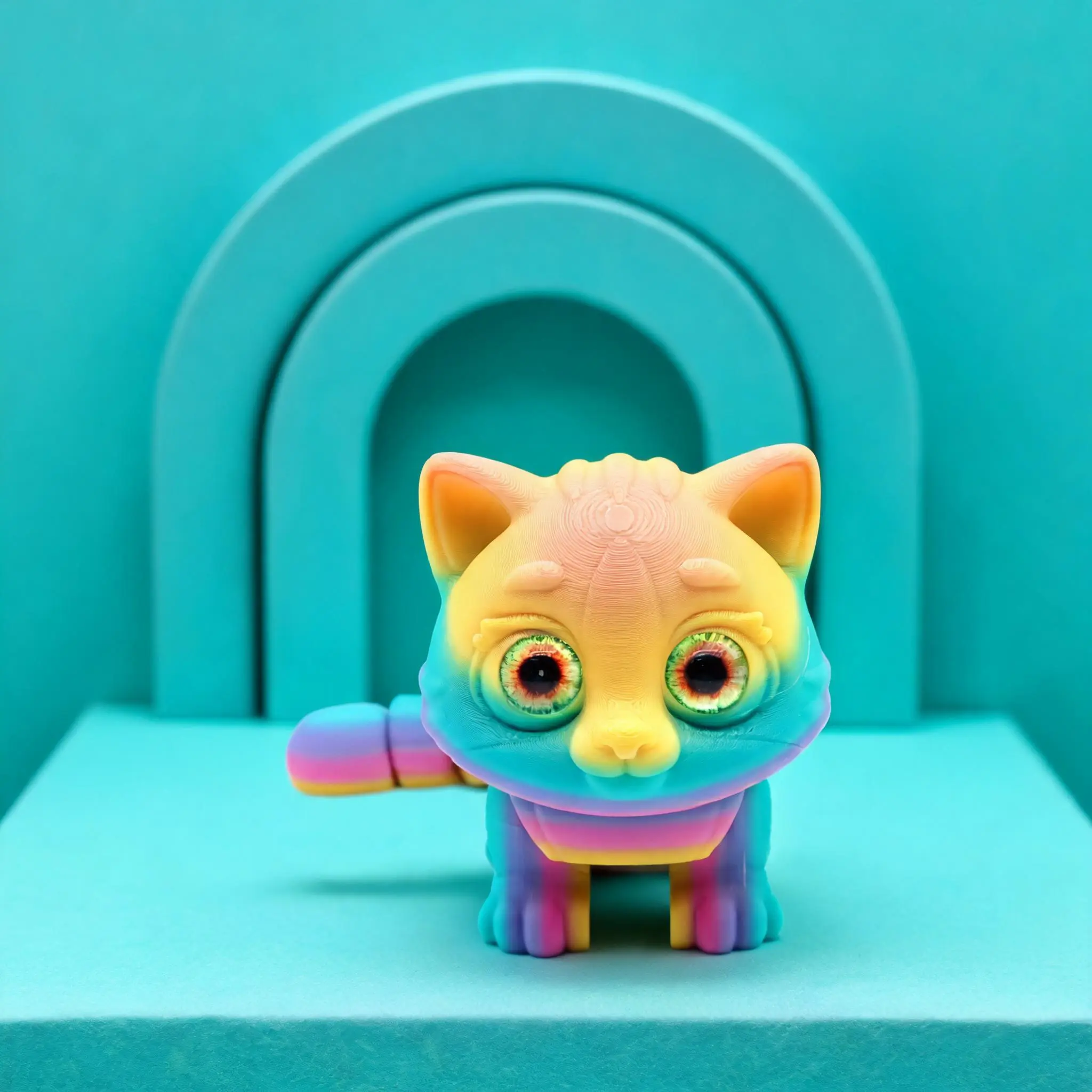 Cute Cat Figurine Set, 3D Printed Home Decor Accessory, Decoration Figure, Collectible Figurines, Realistic Eyes, Perfect for Halloween & Christmas Gifts, Suitable for Any Occasion, Home Decoration