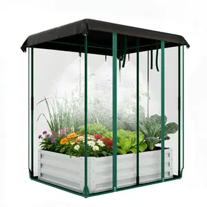 Galvanized Metal Raised Garden Bed with Self-Watering System & Insect Mesh – Outdoor Planter Box for Vegetables, Herbs & Flowers – Rust-Resistant, Rectangular – Beige, 120x90x30cm