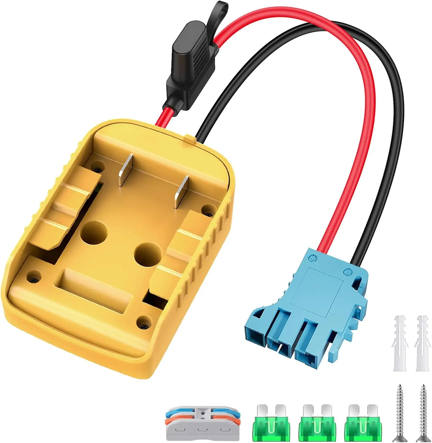 Wheel Adapter for 20V Battery Adapter Wheel Battery Converter with Wire Harness Connector Compatible with Peg-Perego Children's Riding Toys 12AWG Wire Connector with Switch