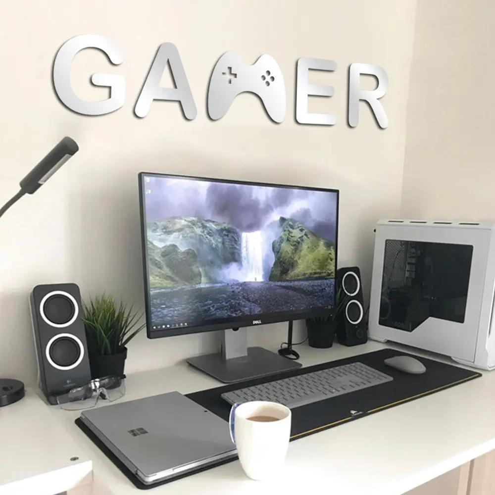 Gamer Mirror Wall Sticker, Wall Decal, Creative Acrylic Letter Design, Ideal for Gaming Room Decor, Perfect Gift for Game Enthusiasts