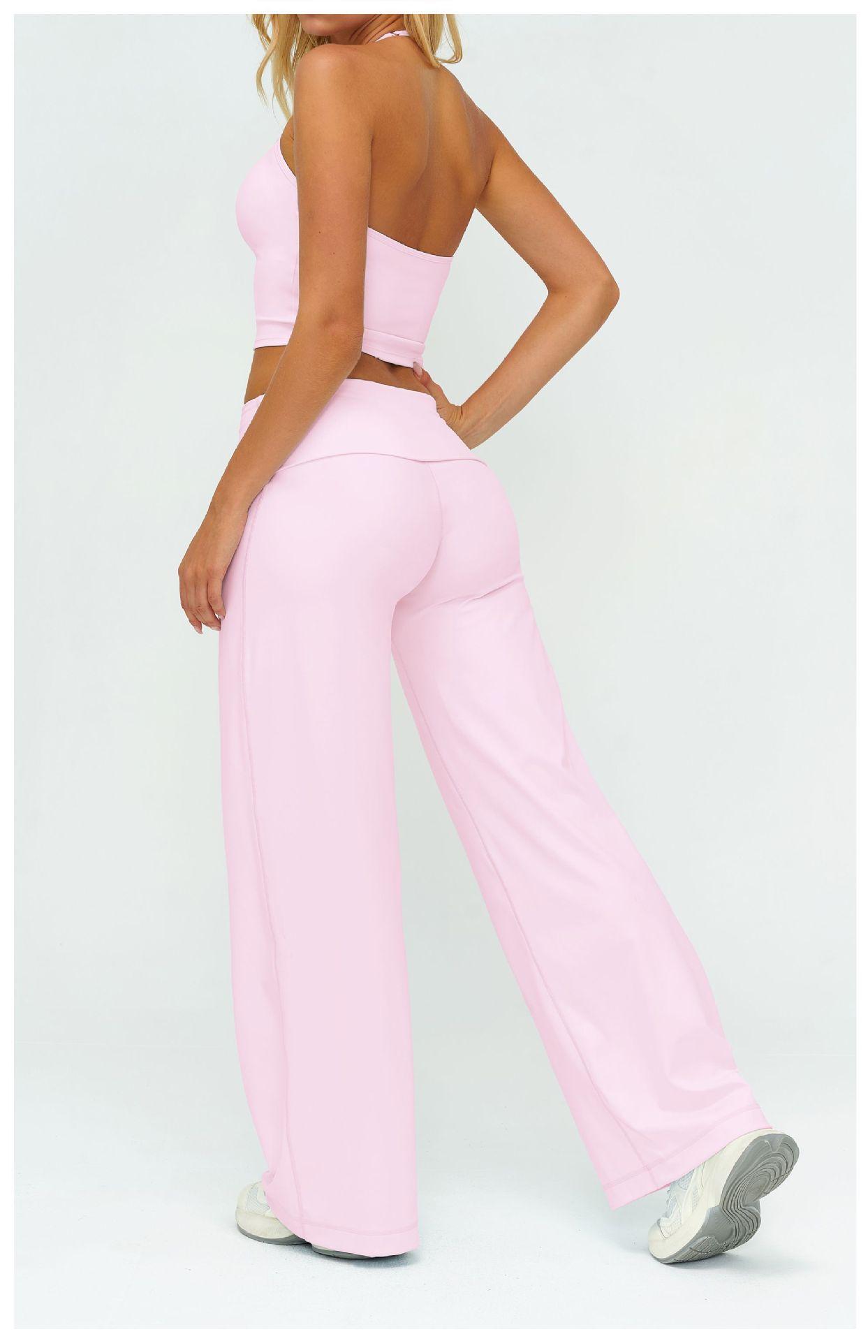 Sporty Two-Piece Set Women's Plain Crop Cami Top & Flare Leg Pants Sports Set 78% Nylon 22% Spandex Comfy Breathable for Yoga Gym Workout Running,Comfortable Workout Wear, Yoga Workout Activewear