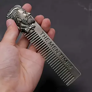 Men's Vintage Metal Oil Comb, Professional Barber Stainless Steel Brush, Anti-Static Wide Tooth Beard Styler, Portable Pocket Comb, Durable & Easy Clean, Perfect Gift