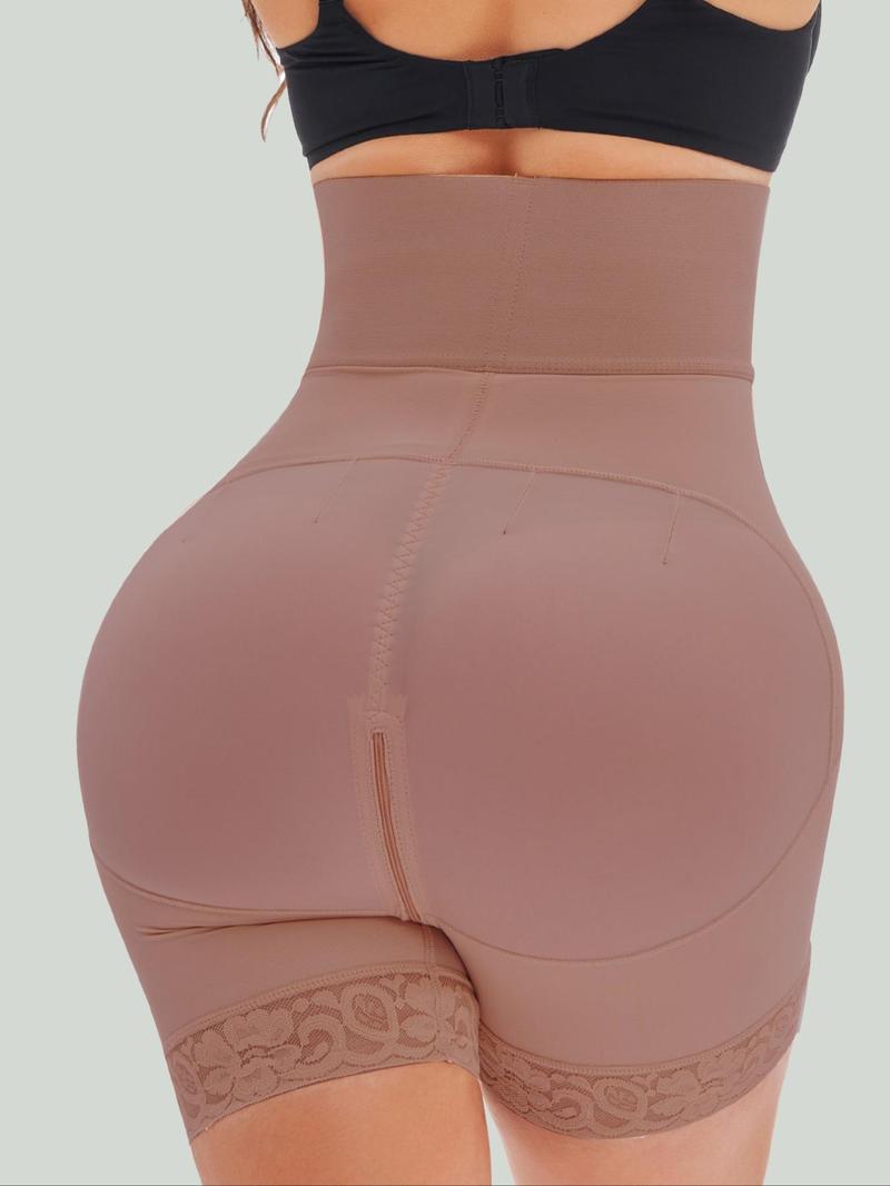 Women's Contrast Lace Adjustable Hook & Eye Closure Shapewear Shorts, Tummy Control Butt Lifter Body Shapewear Bottoms, Invisible Shaper for Daily Wear