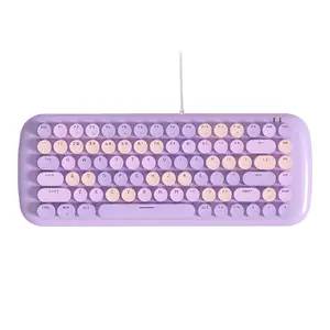 MOFII Mofii Wired Mechanical Keyboard, 87 Keys Gaming Keyboard with Pink Switch & White Backlight, Multimedia Shortcuts Keyboard for Gaming, Office, Home