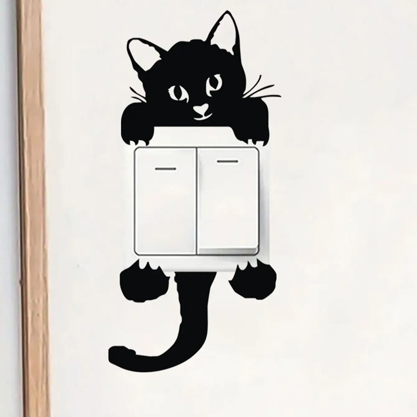 10 Piece Cat-Themed Switch Sticker – Decorative PVC Wall Decal for Bedroom, Living Room, and Home Interiors;  Removable and Self-Adhesive Light Switch Cover, 2.36 in × 5.51 in, Ideal for Functional Home Decoration