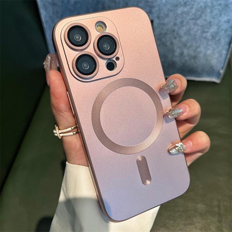 Magsafe Full Camera Protection Case for iPhone 17 Pro Max/Air 16 14 15 13 11 12 Pro Max TPU Soft Magnetic Matte Shockproof Thin Black iPhone 15 Pro Max Case Matte Metallic - Cellphone