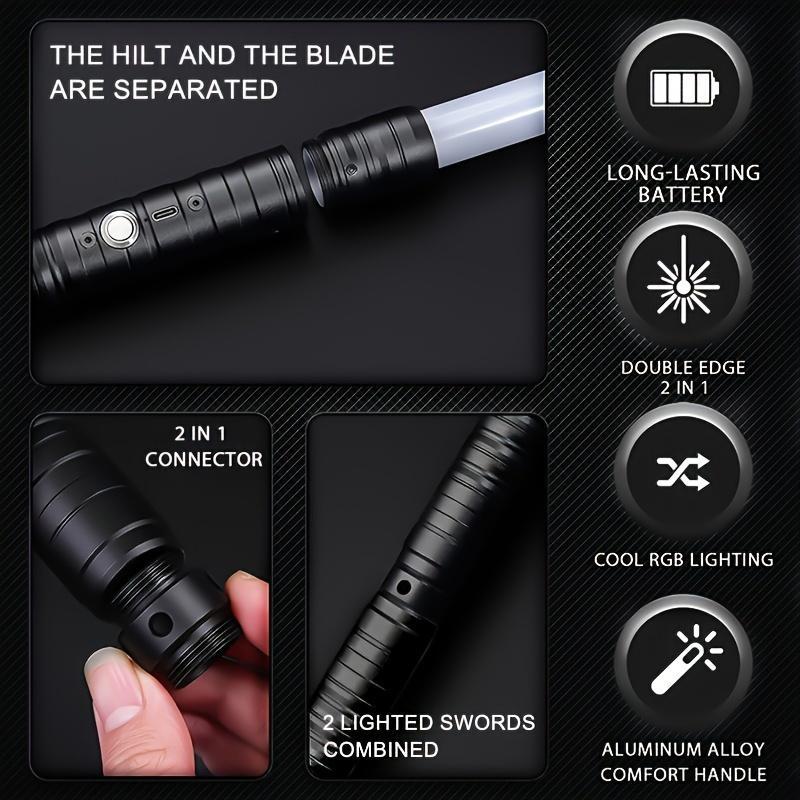 Dueling Lightsaber, 1 Count Rechargeable RGB 15 Color Variable Light Saber with Sound, Aluminum Alloy Hilt Light Saber, Ideal for Parties, Gifts