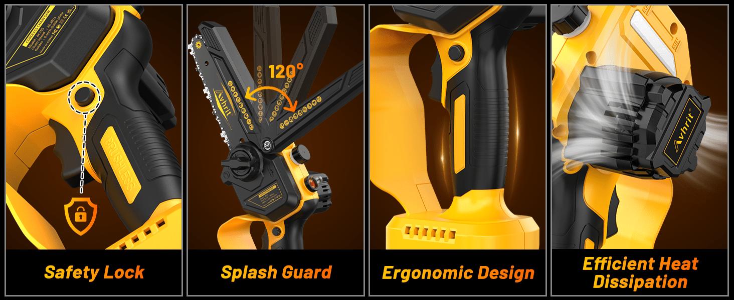 Electric Mini Chainsaw Cordless 6-Inch Handheld Portable Chain Saw with Grease Injector, 2 × 4.0ah Battery-Powered, with Safety Lock, Tool-Free Chain Handsaw for Small Pruning and Cutting Electric Mini Chainsaw Cordless 6-Inch Handheld Portable Chain Saw with Grease Injector, 2 × 4.0ah Battery-Powered, with Safety Lock, Tool-Free Chain Handsaw for Small Pruning and Cutting