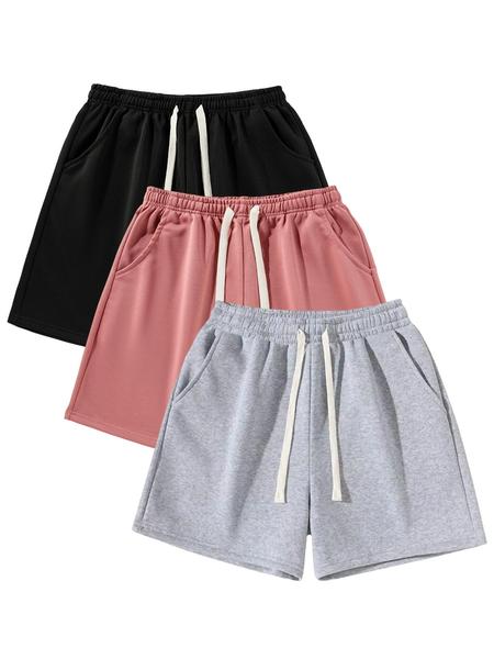 Men's Solid Drawstring Waist Shorts, Casual Comfy Breathable Side Pocket Shorts for Summer, Men's Bottoms for Daily Wear