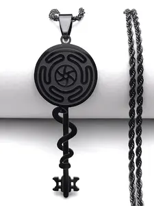 Witch Wheel of Hecate Triple Moon Goddess Necklace for Women Men Stainless Steel Greek Wicca Necklace collier