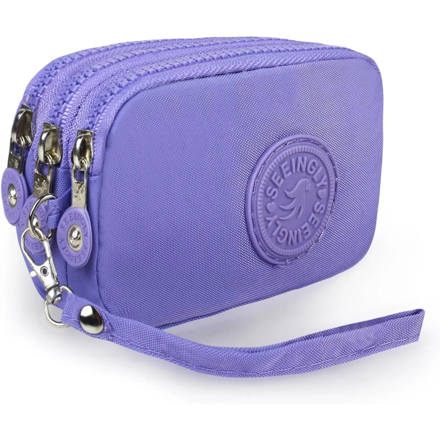 Coin Purse Pouch for Women, 3 Zippered Mini Cash Wallet, Zipper Closure, Pouch, for Credit Card, ID Card, Jewelry, Keys (Lavender Purple)