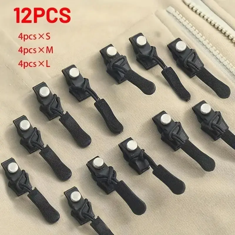 12-Piece Quick-Replace Zipper Repair Kit, Includes Small Medium Large Sliders, Ideal for Clothing Suitcases Backpacks