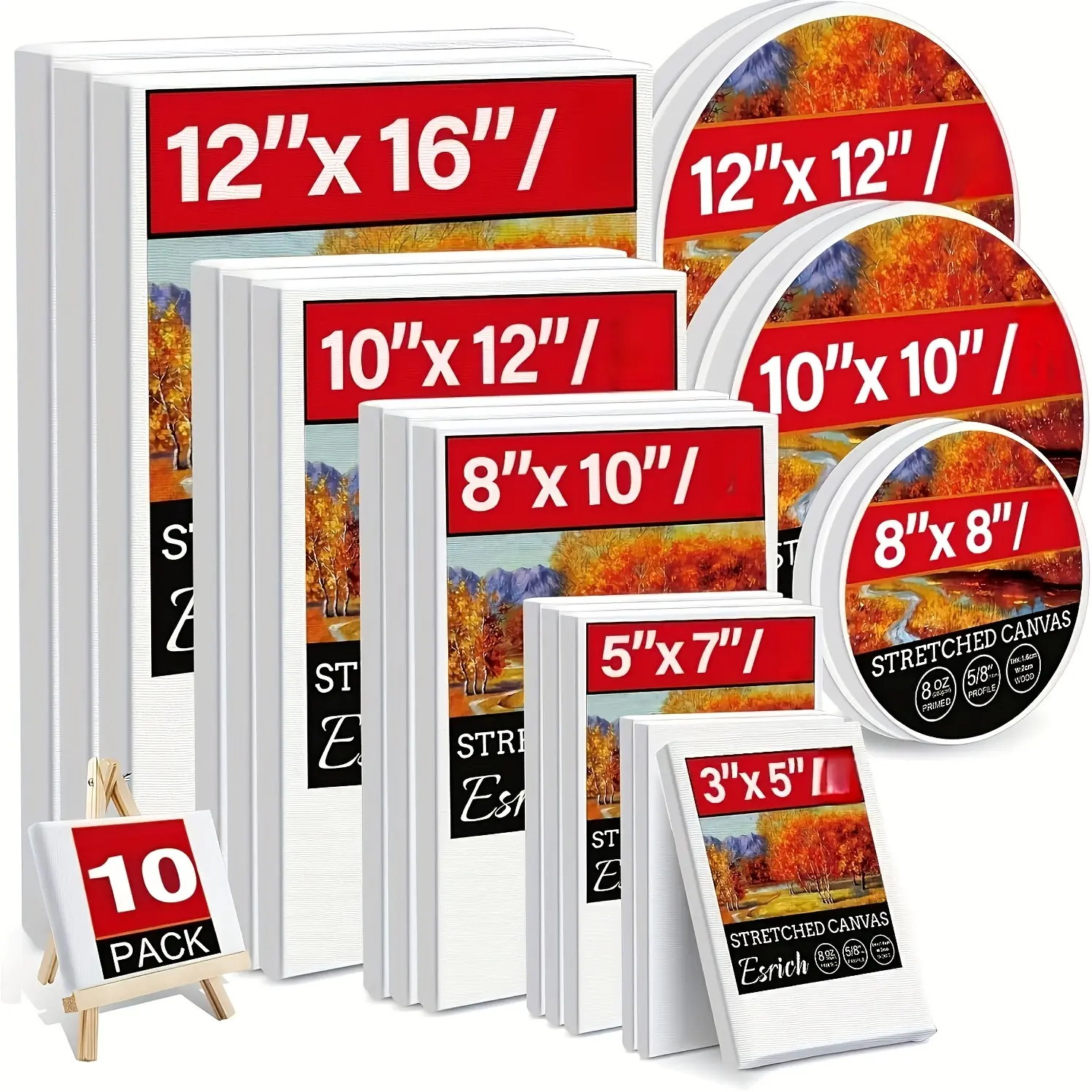 10pcs art painting canvas board - stretched canvas panel - polyester coating egg tempera watercolor and oil painter's panel, craft - home decoration, office decoration painting - the best birthday/Independence Day/Father's Day gift for family and friends