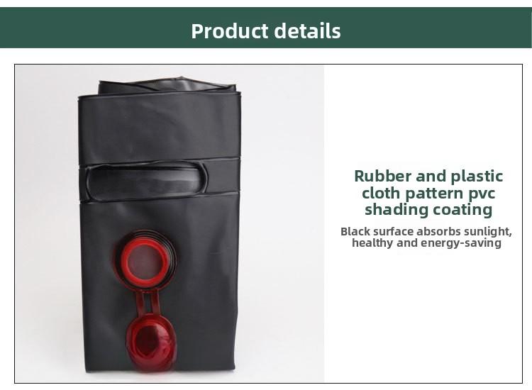 Outdoor camping shower bag 20L solar hot water bag for outdoor bathing and showering, portable shower and water storage bag