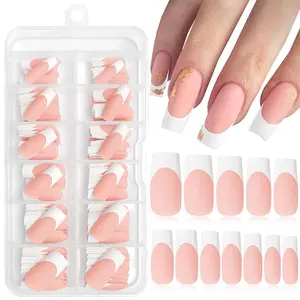 Colorblock Matte Fake Nail Tips (120pcs/box), Acrylic Nail Tips, Nail Extension Set, Nail Art Kits for Women & Girls, DIY Nail Art Kit for Home Salon, Nail Art Design